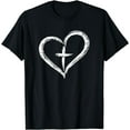 thumbnail image 1 of Stylish Cross In Heart Christian T-Shirt T-Shirt, 1 of 4
