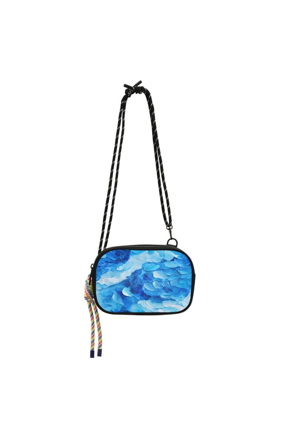 Stylish Crossbody Phone Bag Purse Handbags Adjustable Strap, Compact Design for Essentials Abstract Blue Painting