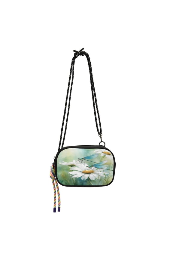 Stylish Crossbody Phone Bag Purse Handbags Adjustable Strap, Compact Design for Essentials Beautiful Dragonflies and Daisies