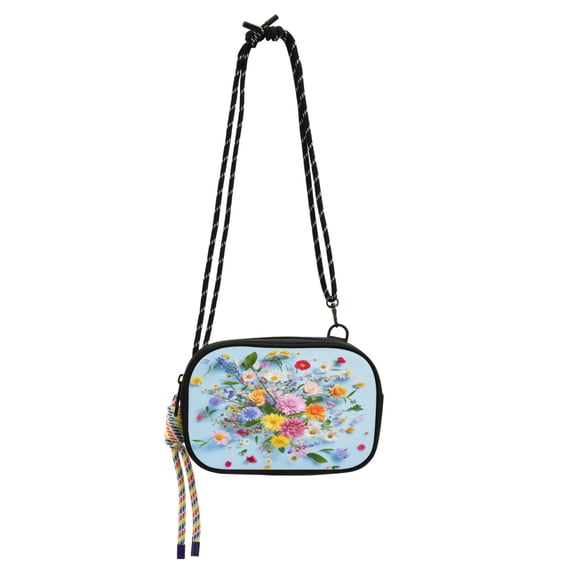 Stylish Crossbody Phone Bag Purse Handbags Adjustable Strap, Compact Design for Essentials Blooming Colorful Flowers