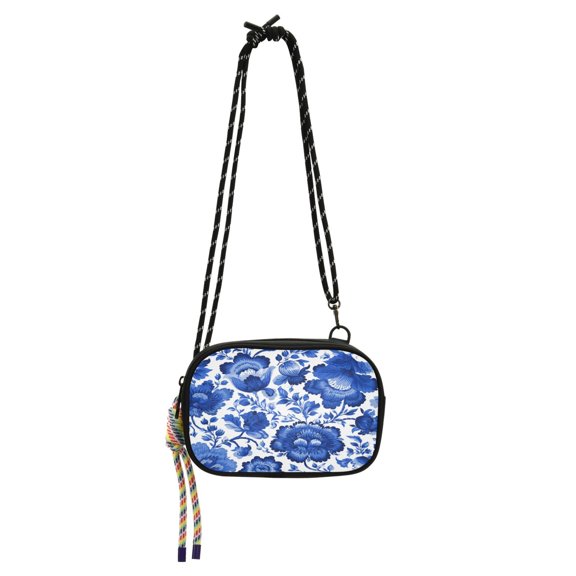 Stylish Crossbody Phone Bag Purse Handbags Adjustable Strap, Compact Design for Essentials Blue Floral Pattern