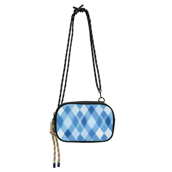Stylish Crossbody Phone Bag Purse Handbags Adjustable Strap, Compact Design for Essentials Blue and White Argyle