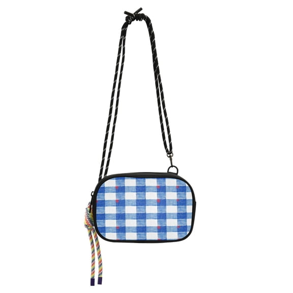 Stylish Crossbody Phone Bag Purse Handbags Adjustable Strap, Compact Design for Essentials Blue and White Gingham
