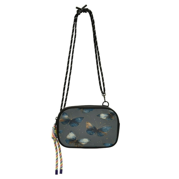 Stylish Crossbody Phone Bag Purse Handbags Adjustable Strap, Compact Design for Essentials Brown-blue Butterfly Pattern
