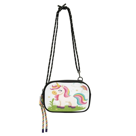 Stylish Crossbody Phone Bag Purse Handbags Adjustable Strap, Compact Design for Essentials Cartoon Unicorn with Rainbow Hair
