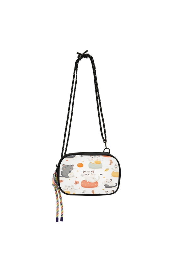 Stylish Crossbody Phone Bag Purse Handbags Adjustable Strap, Compact Design for Essentials Cats and Fish Pattern