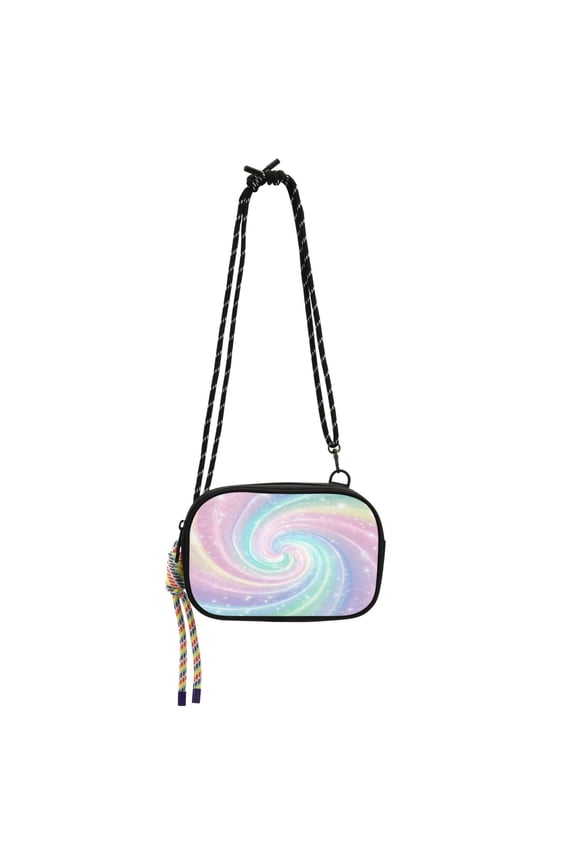 Stylish Crossbody Phone Bag Purse Handbags Adjustable Strap, Compact Design for Essentials Cute Pastel Rainbow Swirl