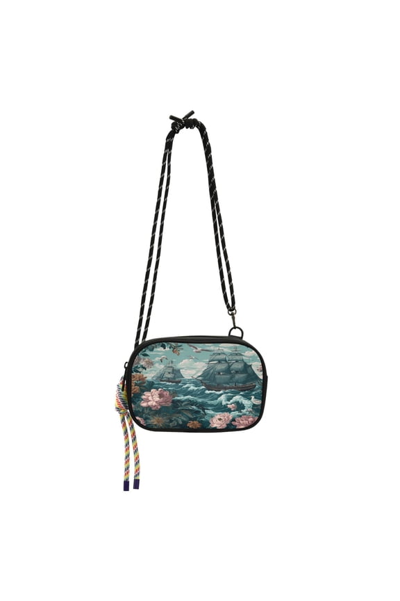 Stylish Crossbody Phone Bag Purse Handbags Adjustable Strap, Compact Design for Essentials Elegant Nautical Scene