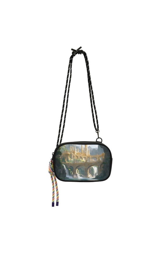 Stylish Crossbody Phone Bag Purse Handbags Adjustable Strap, Compact Design for Essentials Fantasy City Bridge