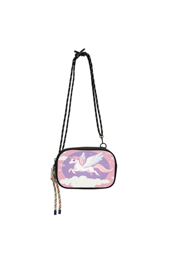 Stylish Crossbody Phone Bag Purse Handbags Adjustable Strap, Compact Design for Essentials Flying Unicorn with Wings
