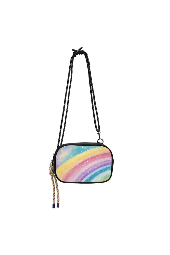 Stylish Crossbody Phone Bag Purse Handbags Adjustable Strap, Compact Design for Essentials Glittery Rainbow