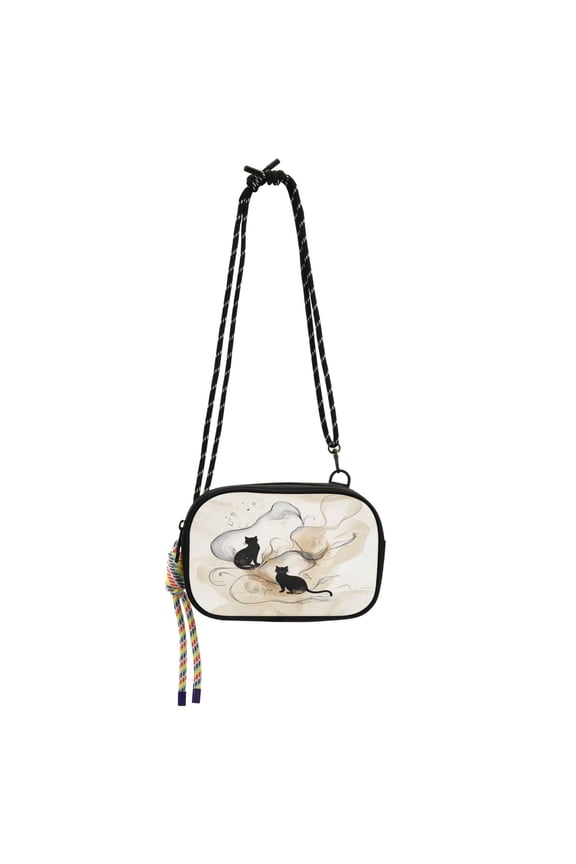 Stylish Crossbody Phone Bag Purse Handbags Adjustable Strap, Compact Design for Essentials Ink Painting Style Cat