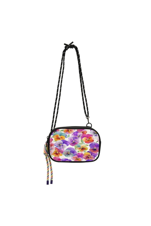 Stylish Crossbody Phone Bag Purse Handbags Adjustable Strap, Compact Design for Essentials Pansy Pattern