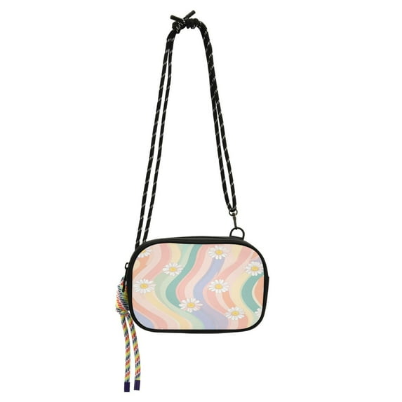 Stylish Crossbody Phone Bag Purse Handbags Adjustable Strap, Compact Design for Essentials Pastel Rainbow Colors Pattern