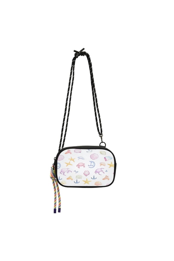 Stylish Crossbody Phone Bag Purse Handbags Adjustable Strap, Compact Design for Essentials Pastel Seashells Crabs and Starfish