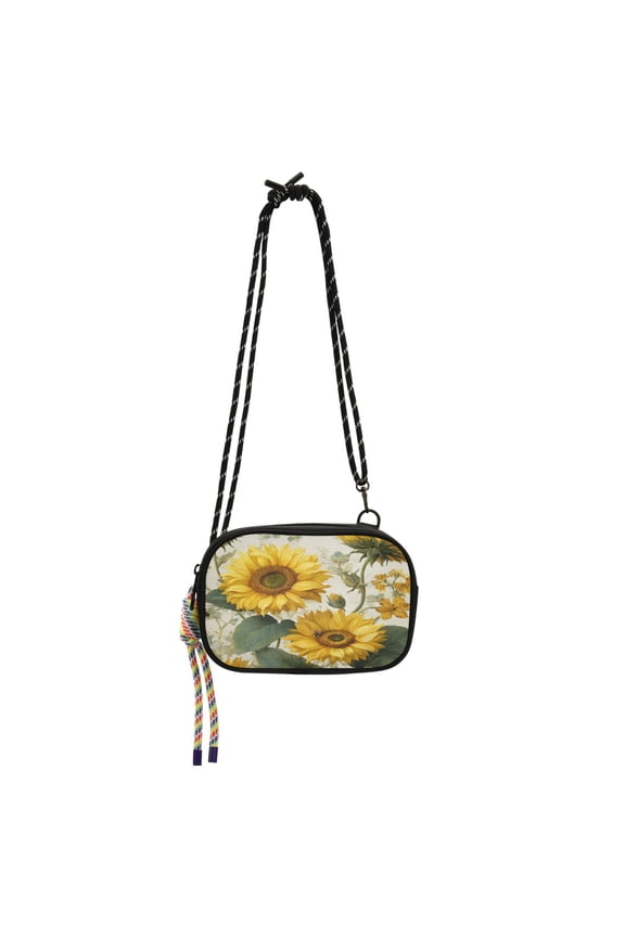 Stylish Crossbody Phone Bag Purse Handbags Adjustable Strap, Compact Design for Essentials Sunflower and Bee Pattern