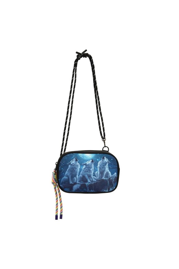 Stylish Crossbody Phone Bag Purse Handbags Adjustable Strap, Compact Design for Essentials Three Blue Wolves