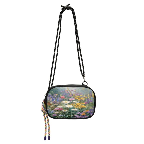 Stylish Crossbody Phone Bag Purse Handbags Adjustable Strap, Compact Design for Essentials Vibrant Garden Filled