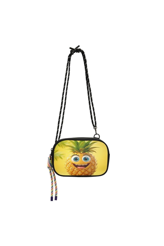 Stylish Crossbody Phone Bag Purse Handbags Adjustable Strap, Compact Design for Essentials Yellow Pineapple