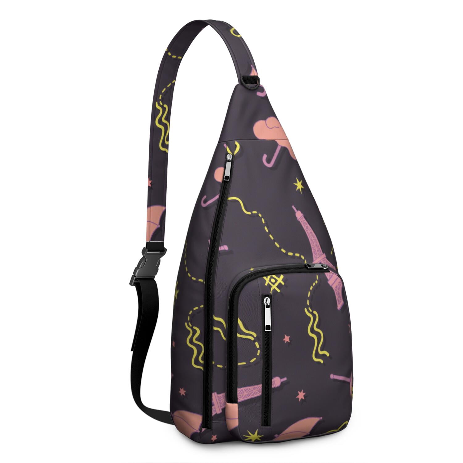 Stylish Crossbody Sling Bag Eiffel Tower Trendy Sling Backpack for Women/Men Adjustable Lightweight Travel Hiking Casual Daypack for Unisex