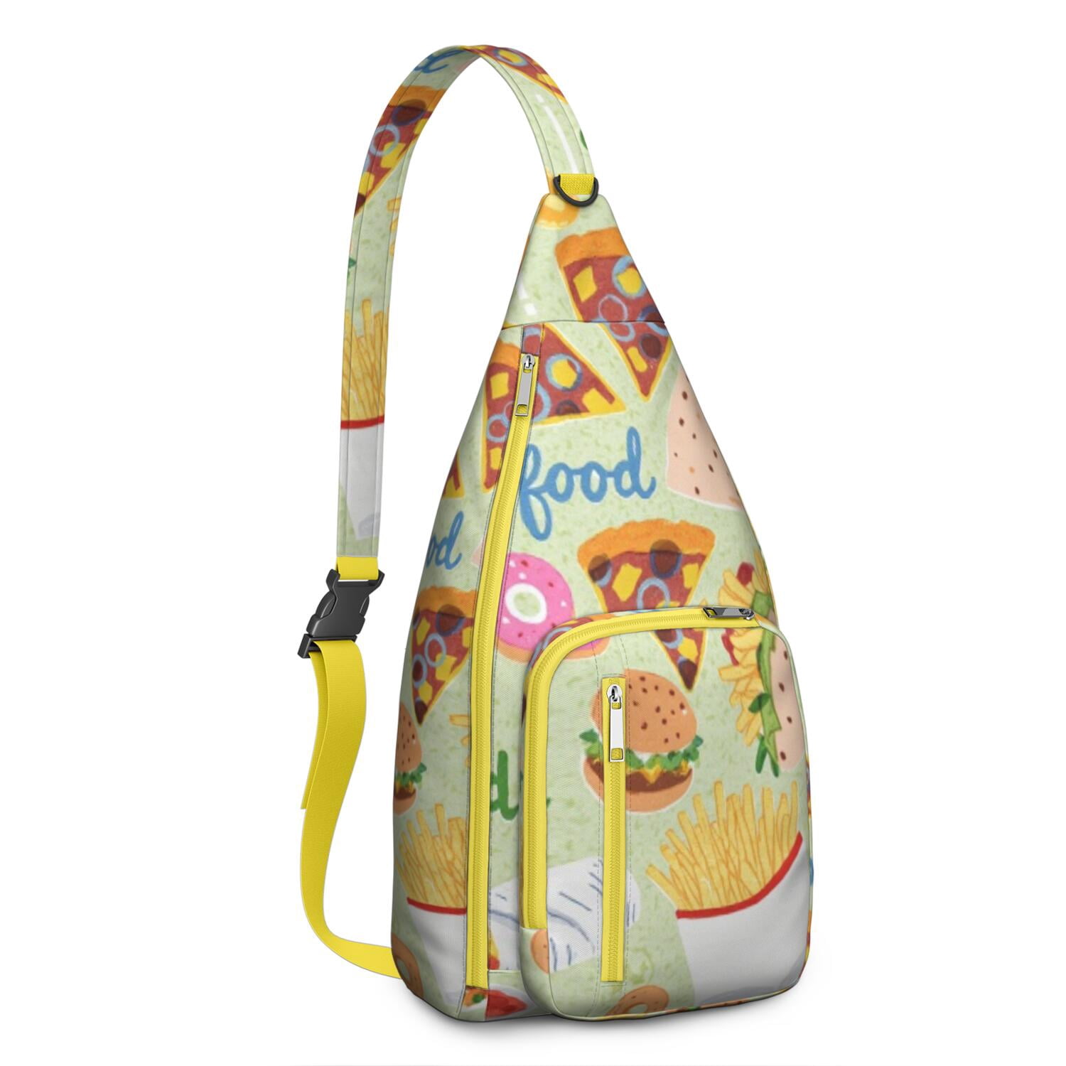 Stylish Crossbody Sling Bag French Frie Crossbody Shoulder Backpack Adjustable Lightweight Travel Hiking Casual Daypack for Young People
