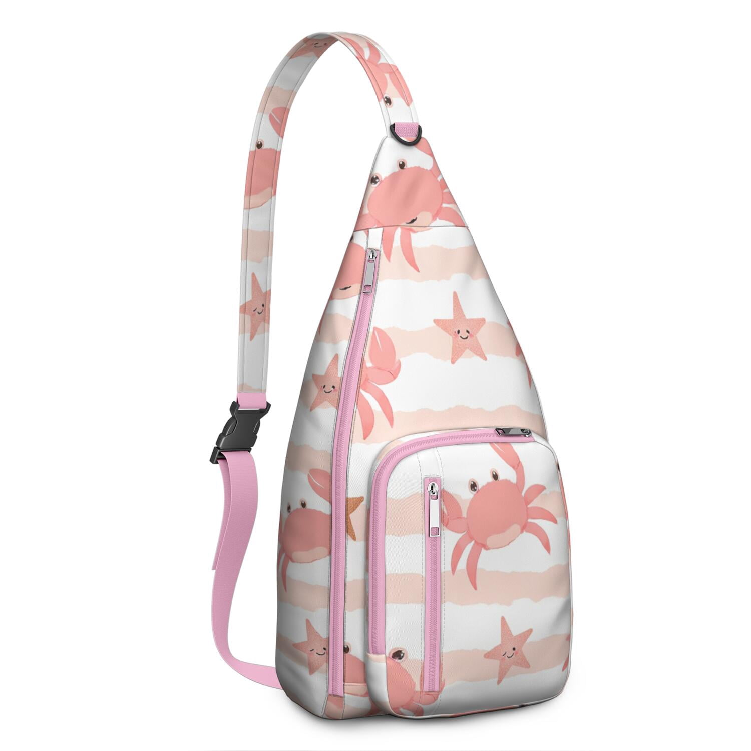 Stylish Crossbody Sling Bag Marine Adorable Crab Crossbody Shoulder Backpack Adjustable Lightweight Travel Hiking Casual Daypack for Young People