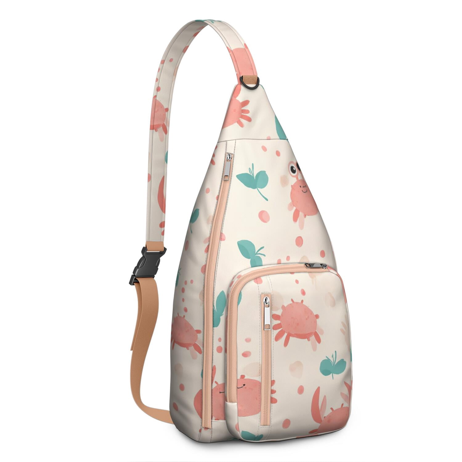 Stylish Crossbody Sling Bag Marine Adorable Crab Trendy Sling Backpack for Women/Men Adjustable Lightweight Travel Hiking Casual Daypack for Unisex