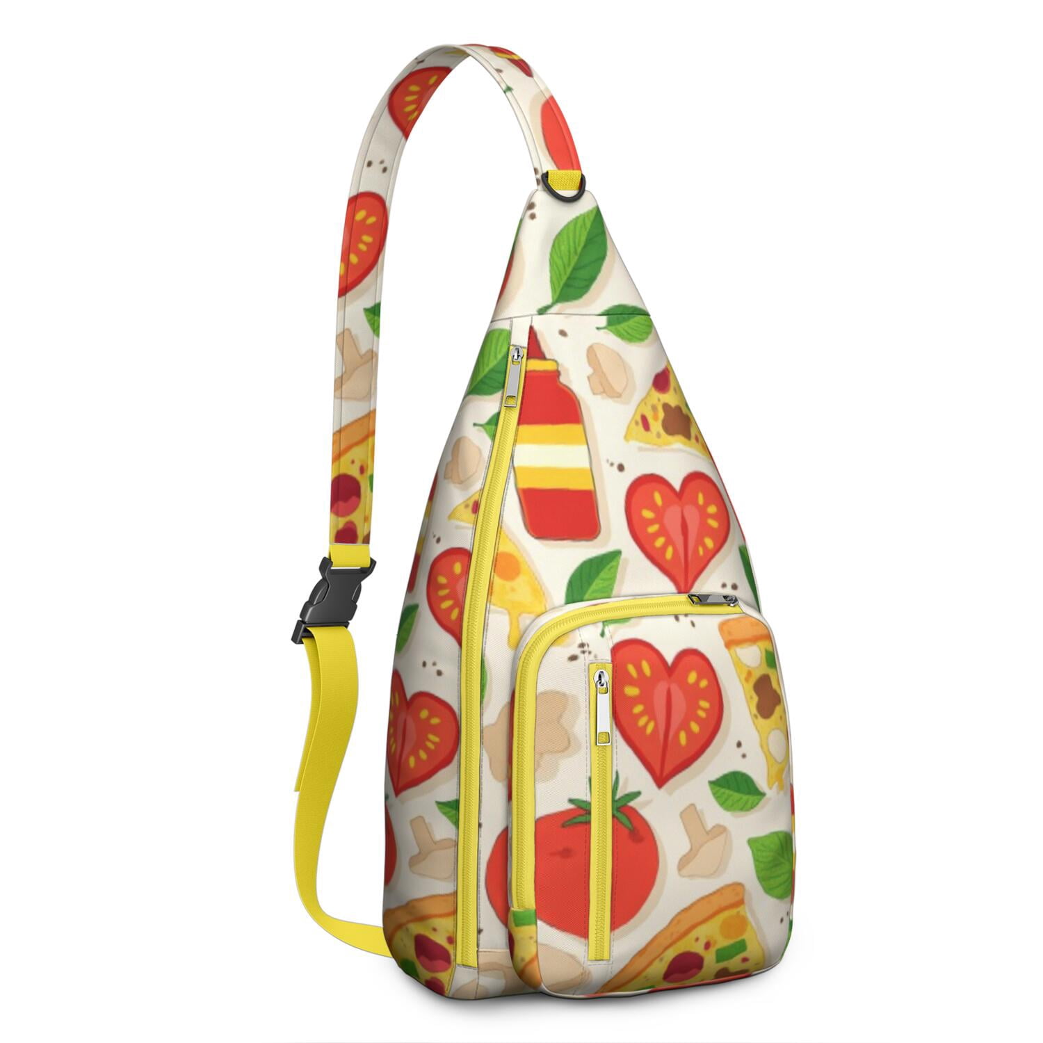 Stylish Crossbody Sling Bag Pizza Crossbody Shoulder Backpack Adjustable Lightweight Travel Hiking Casual Daypack for Unisex