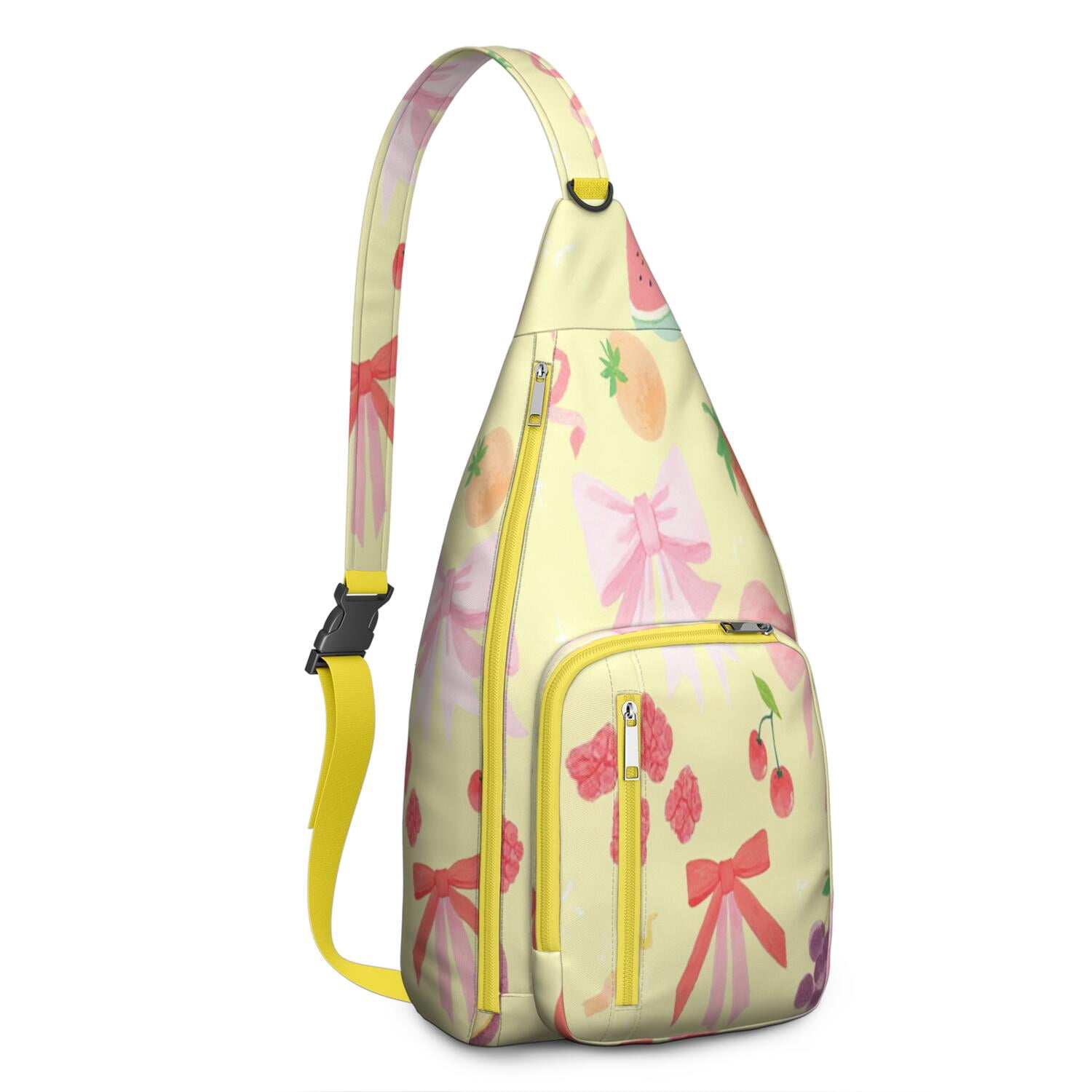 Stylish Crossbody Sling Bag Strawberry Bow Trendy Sling Backpack for Women/Men Adjustable Lightweight Travel Hiking Casual Daypack for Unisex