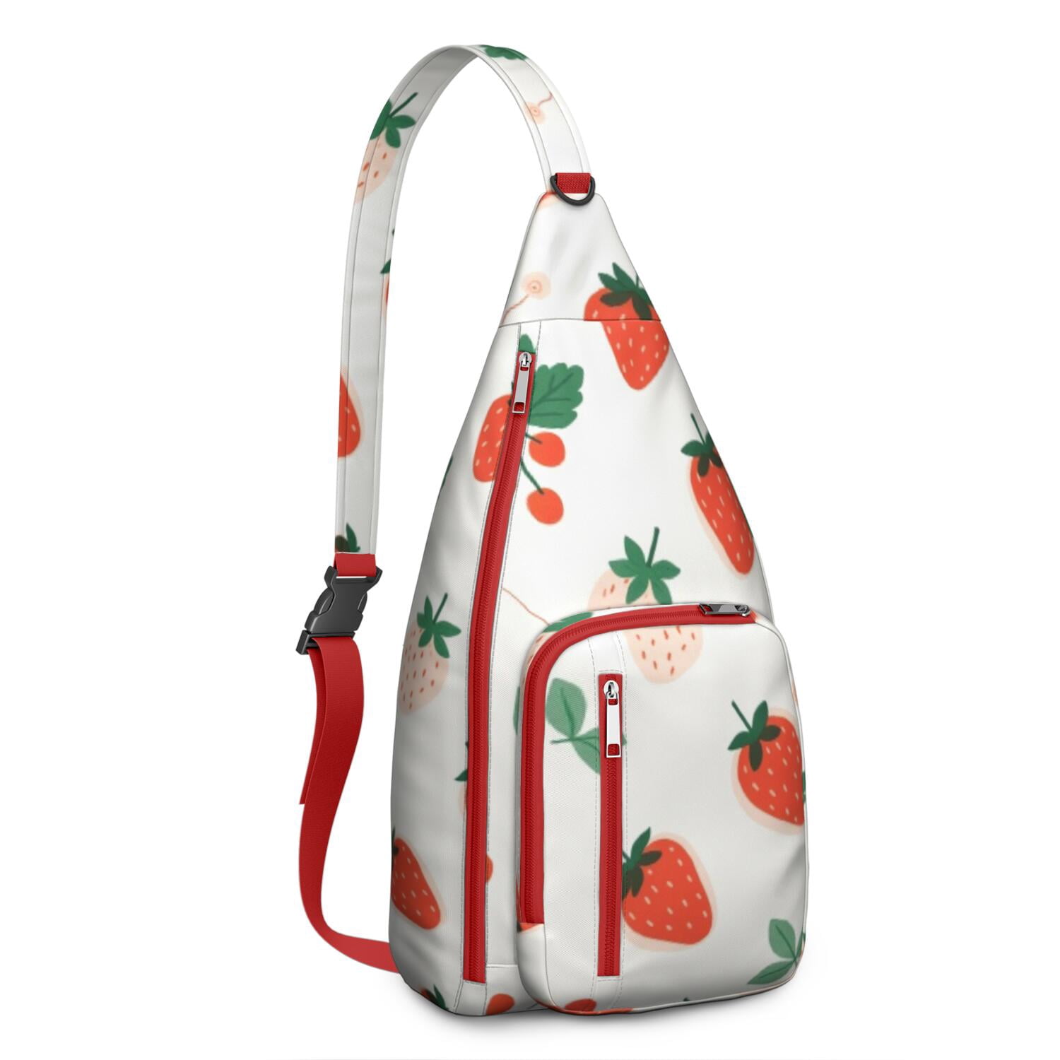 Stylish Crossbody Sling Bag Strawberry Fruit Crossbody Bag for Travel Adjustable Lightweight Travel Hiking Casual Daypack for Young People