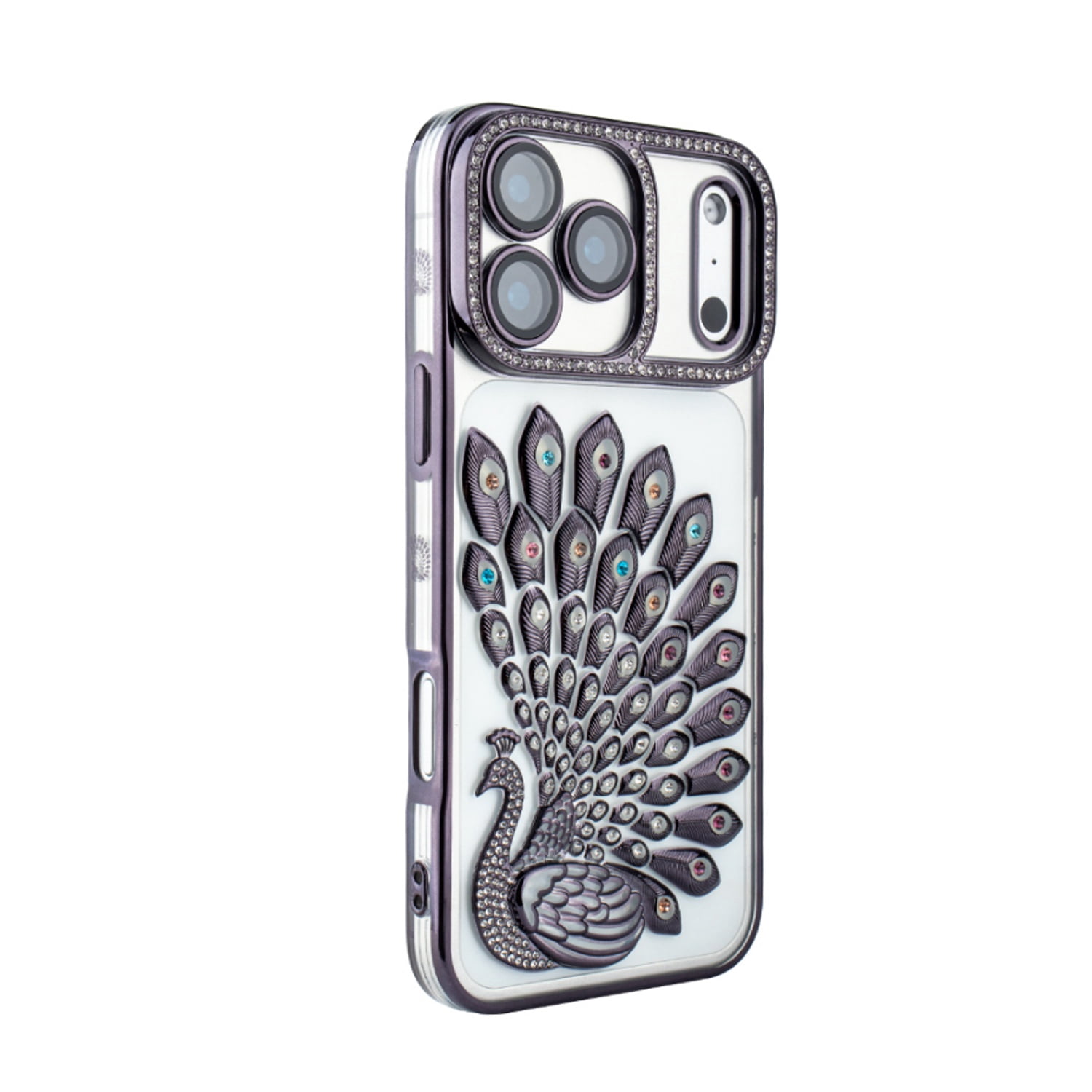 Stylish Crystal Plume Case for iPhone 17 Pro - Black