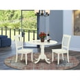 thumbnail image 1 of Stylish DLDA3-LWH-W 3PC Round Dining Set | Linen White | Expandable Table with Drop Leaves | 2 Modern Chairs | Compact & Durable | Ideal for Small Spaces, 1 of 2