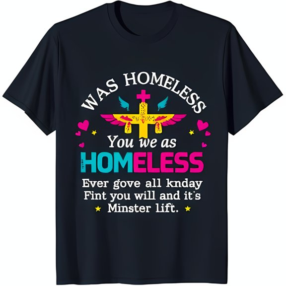 Stylish Dark Blue T-Shirt with Colorful Was Homeless You we as Homeless Design