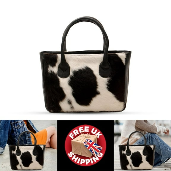 Stylish Dark Brown and White Cowhide Shoulder Bag – A Durable Hair on Leather Cowskin Tote Perfect for Daily Use and Fashionable Outings!