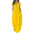 thumbnail image 1 of Stylish Deep V-neck Short Sleeve Maxi Dress for Plus Size Women, 1 of 1