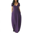 thumbnail image 1 of Stylish Deep V-neck Short Sleeve Maxi Dress for Plus Size Women, 1 of 1