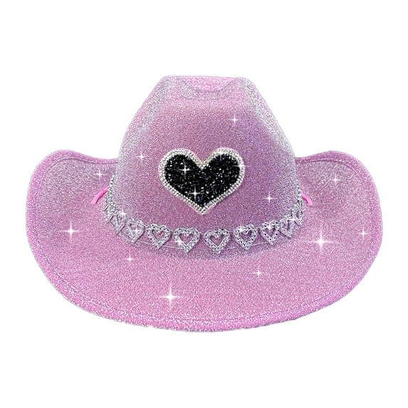 Stylish Denim Cowboy Hat with Heart Trim for Stage Performance and Party Events
