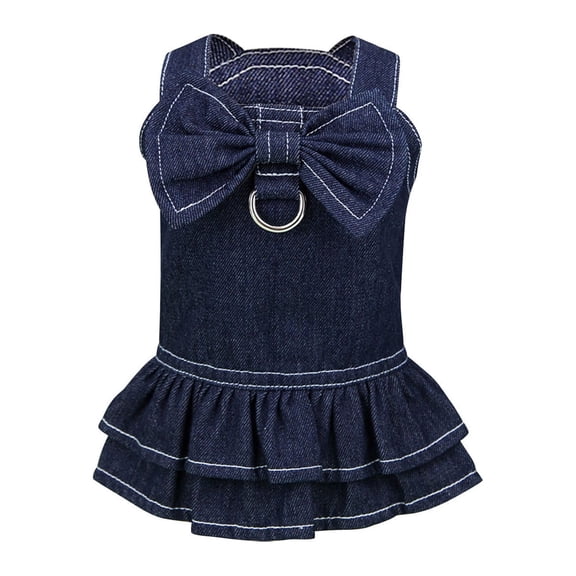 Stylish Denim Dog Dress Summer Spring Pet Fashion Cute Puppy Outfit Comfortable Apparel