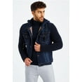 thumbnail image 1 of Stylish Denim Jacket With Knitted Sleeves And Hood, 1 of 13