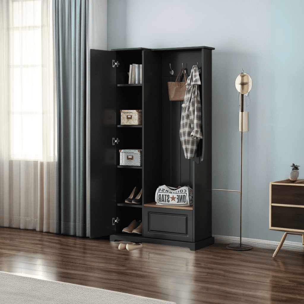 Stylish Design Hall Tree with Flip-Up Bench, Minimalist Hallway Shoe ... - Rent Minimalist Adjustable Furniture