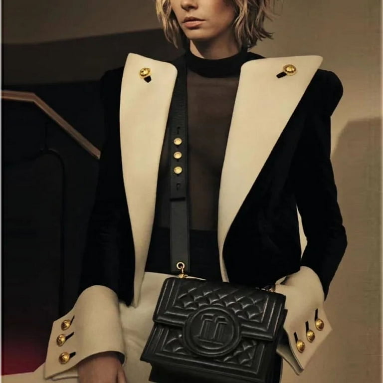 Stylish Designer Jacket For Ladies Lion Buttons Color Block Patchwork Velvet Short Blazer