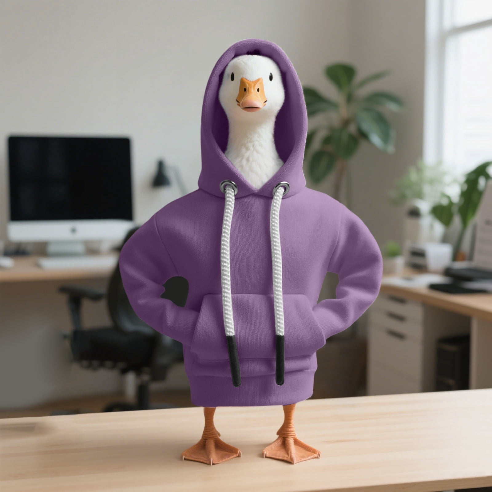 Stylish Desk Goose Outfits with Hooded Sweater Tabletop Goose Accessory ...