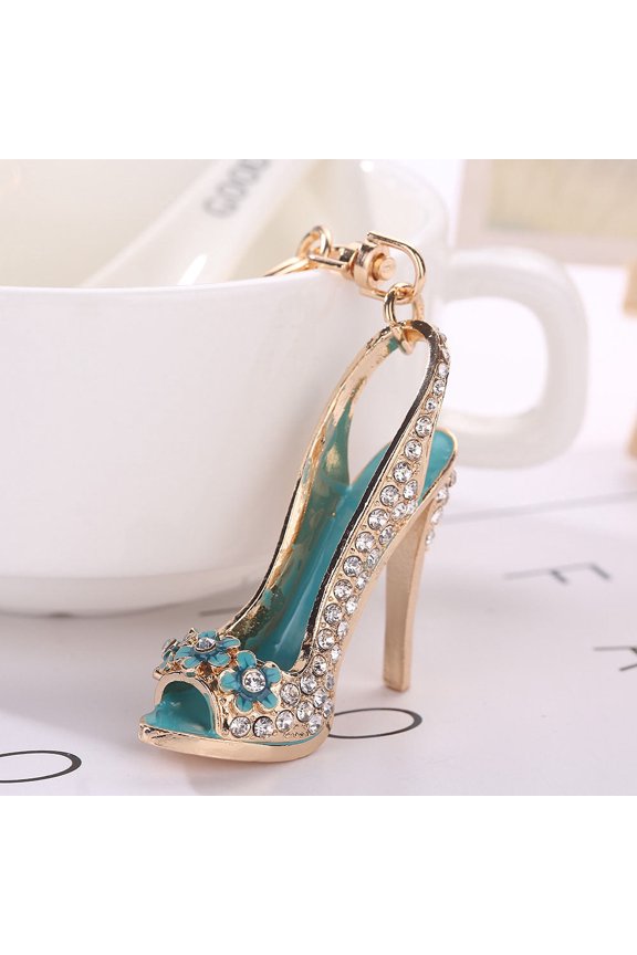 High Heels Keychain Diamond Studded Spring Lobster Clasp Key Ring for Bags Keys or Car Pendant Decoration Zinc Alloy