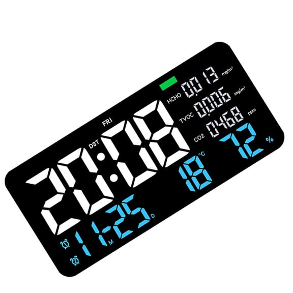 Stylish Digital Clock with Remote, 2 Alarms, Temperature and Humiditys for Garage/Gym