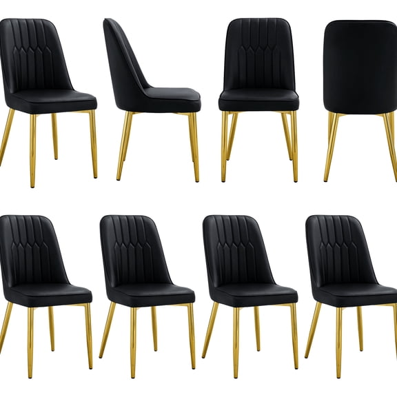 Stylish Dining Chairs | Comfort in Office and Home | Black PU with Gold Metal Frame | Wear-Resistant and Easy-to-Clean