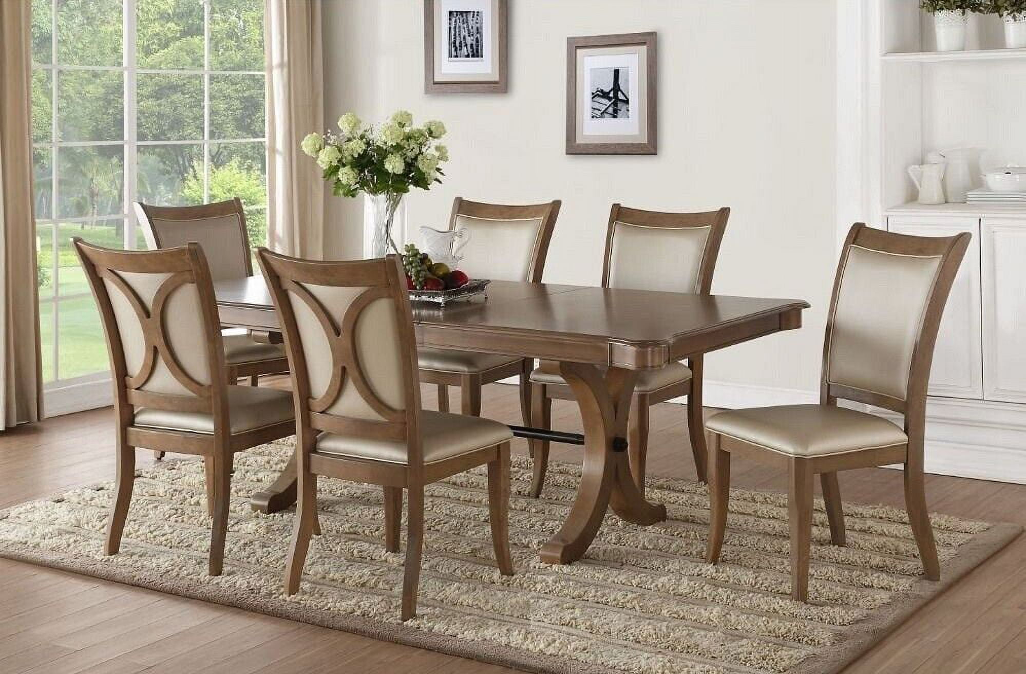 Stylish Dining Furniture 7pc Set Table Trestle Base Extension Leaf 6