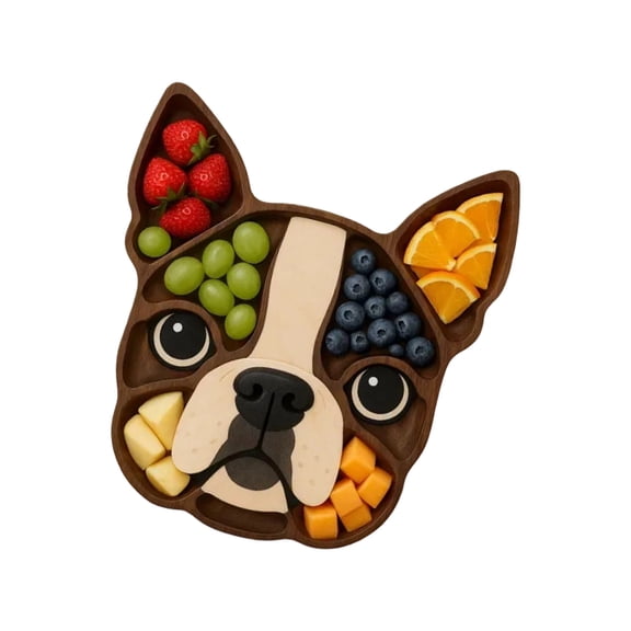 Stylish Dog Head Shaped Wooden Serving Board For Cheese Crackers And Fruits Serving Tray Fruit Platter For Home Use
