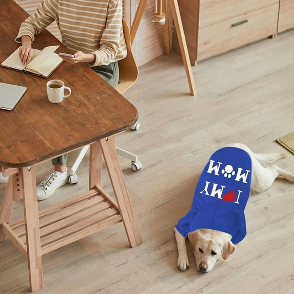 Stylish Dog Hoodie for Small Dogs - Soft Polyester Pet Sweater with 'I Love My Mom' Design, Comfortable & Warm Puppy Clothes, Easy Care Machine Washable, Perfect for Fashionable Pets