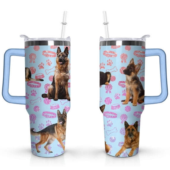 Stylish Dog Pattern Travel Mug - 40oz Leakproof Tumbler with Straw & Handle - Ideal Gift for Women Who Love Puppies