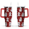 thumbnail image 1 of Stylish Dog Pattern Travel Mug - 40oz Leakproof Tumbler with Straw & Handle - Ideal Gift for Women Who Love Puppies, 1 of 7